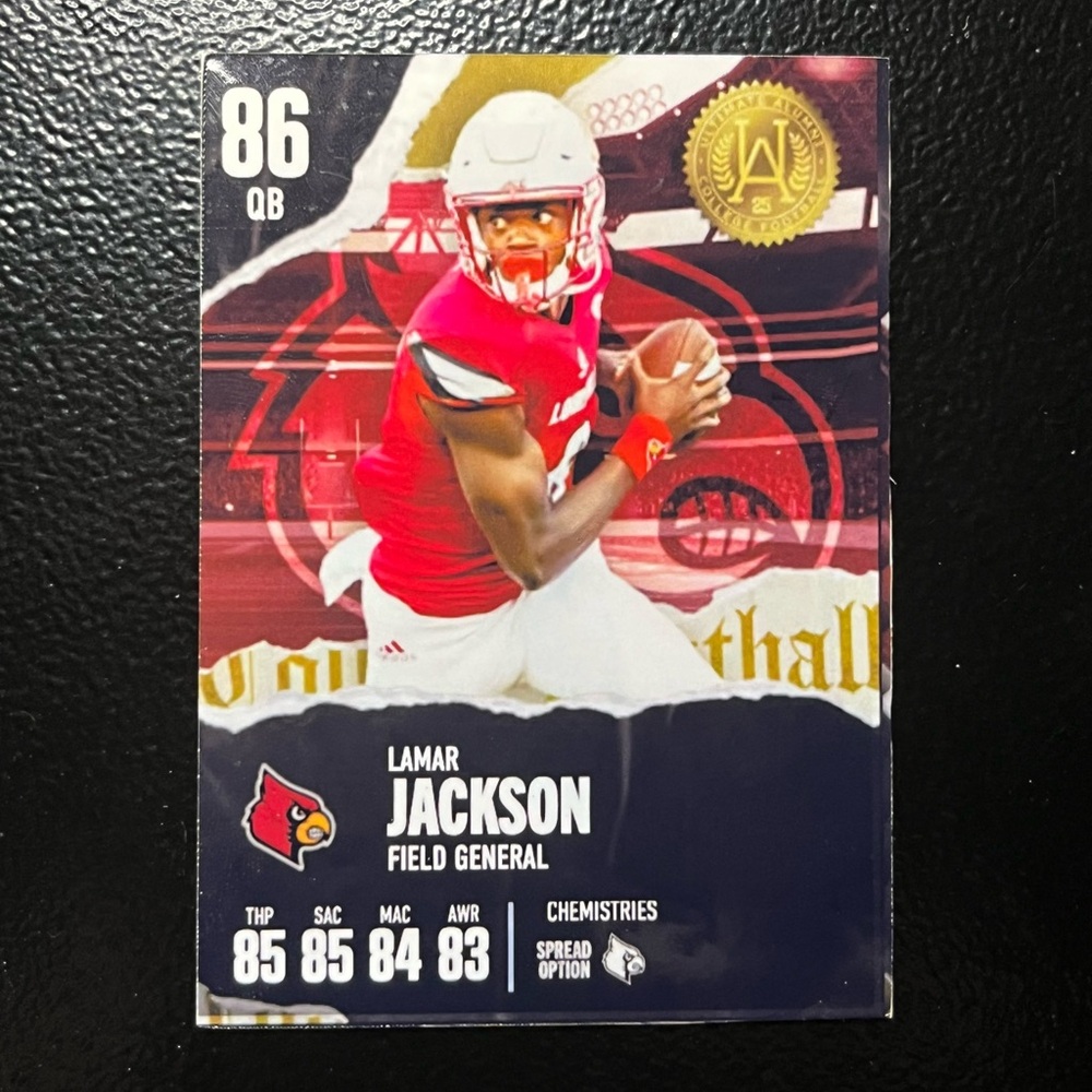 Lamar Jackson NCAA 25 Football Custom Card Louisville Cardinals Football Card
